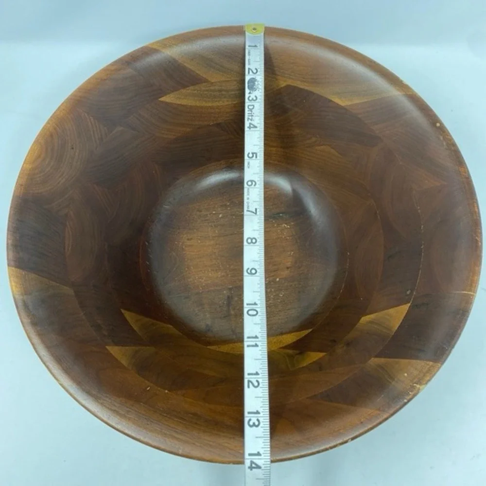 Vtg‎ MCM Ozark Walnutware Wooden Salad Bowl 14x7 Mid Century Modern Made in USA